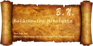 Balázsovics Nikoletta névjegykártya